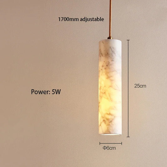 Pumous M001 Stone Pendant Lamp – Cream Minimalist G9 LED Hanging Light for Bedroom & Dining