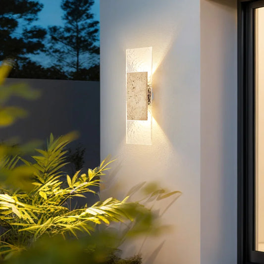Pumous M-1001 Stone LED Wall Lamp – Waterproof Modern 18W Fixture for Indoor & Outdoor Use