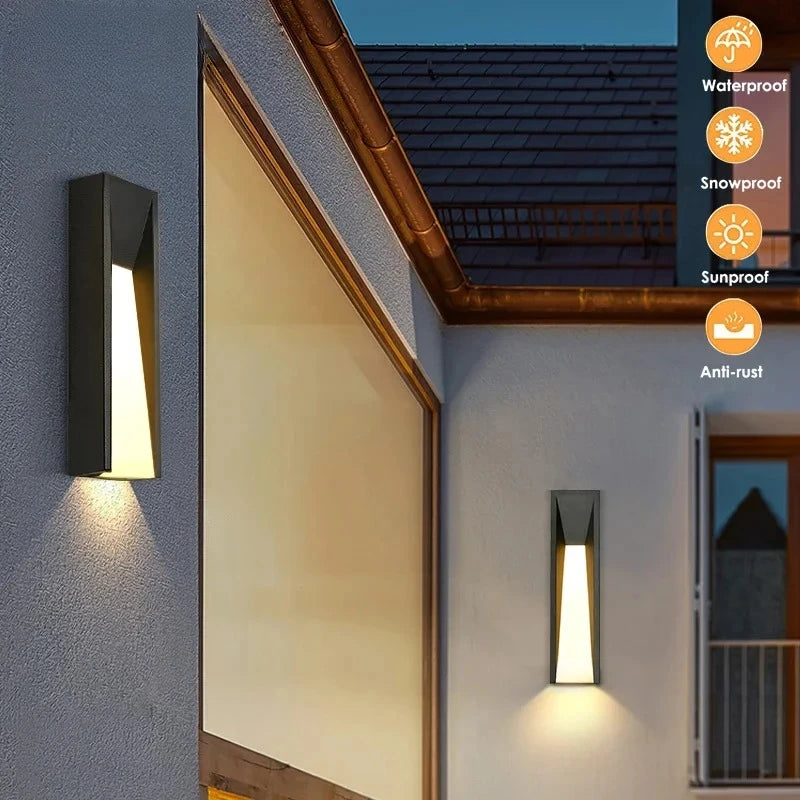 Pumous M-058 Outdoor Wall Lamp – IP65 Black Aluminum LED Fixture for Patio, Garden & Entryway