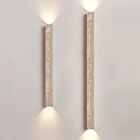 Pumous M-025 French Cream Travertine Wall Lamp – Rectangular Up & Down LED Light for Bedroom, Corridor & Living Room (10W)
