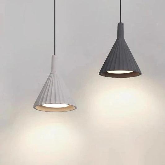 Pumous M-090 Gypsum Pendant Lamp – Minimalist Matte E27 LED Hanging Light for Bedroom & Dining