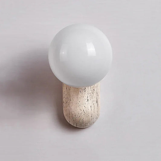Pumous Cream Travertine Wall Lamp – Japanese Minimalist LED Sconce for Bedroom, Staircase & Bathroom (G9 Base)