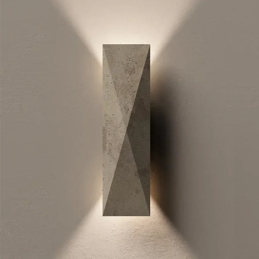 Pumous Modern Stone Wall Lamp – Yellow Travertine LED Fixture for Bedroom, Foyer & Study (3–5 m²)