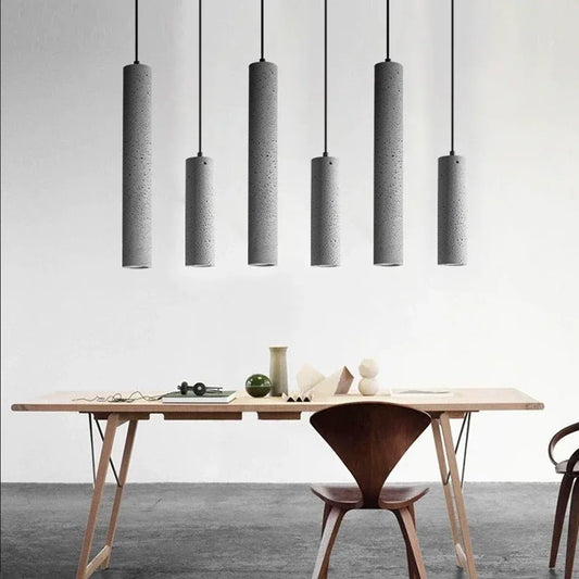 Pumous M001 Gray Stone Pendant Lamp – Nordic Minimalist LED Hanging Light for Bedroom & Dining