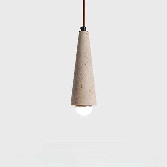 Pumous M-049 Travertine Stone Pendant Lamp – Japanese Wabi-Sabi Retro LED Fixture for Dining & Kitchen