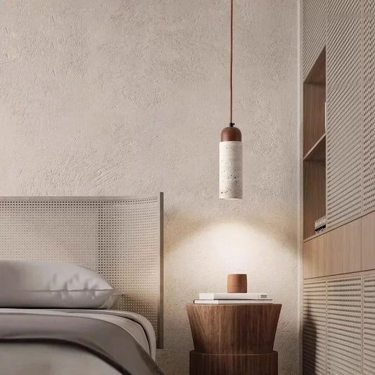 Pumous M-023 Stone & Iron LED Pendant Lamp – Nordic Wabi-Sabi Minimalist Chandelier for Dining & Bedroom