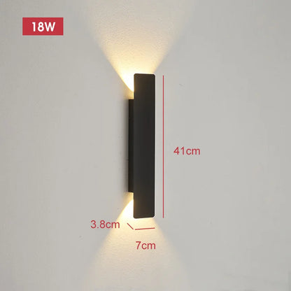 Pumous M001 Outdoor Wall Lamp – IP65 Black Aluminum 18W LED Strip Light for Patio & Entryway