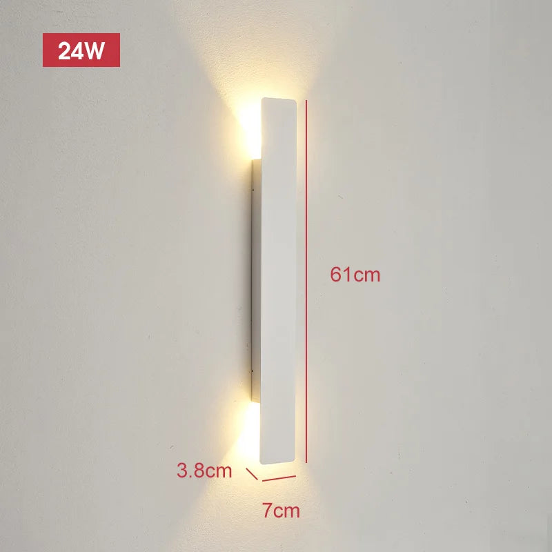 Pumous M001 Outdoor Wall Lamp – IP65 Black Aluminum 18W LED Strip Light for Patio & Entryway
