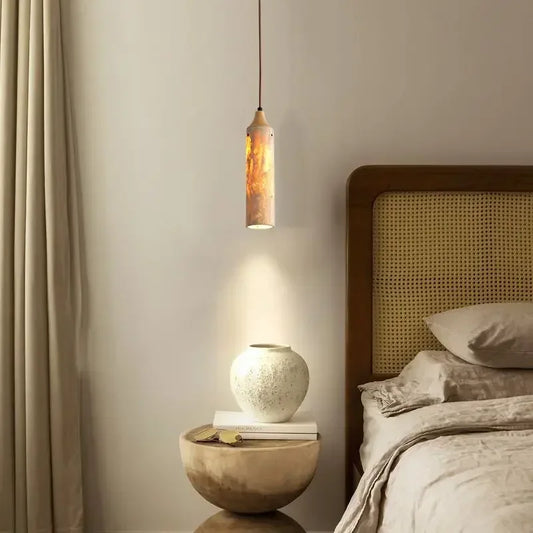 Pumous M001 Stone Pendant Lamp – Wabi-Sabi Minimalist G9 LED Hanging Light, Dimmable for Kitchen & Bedroom