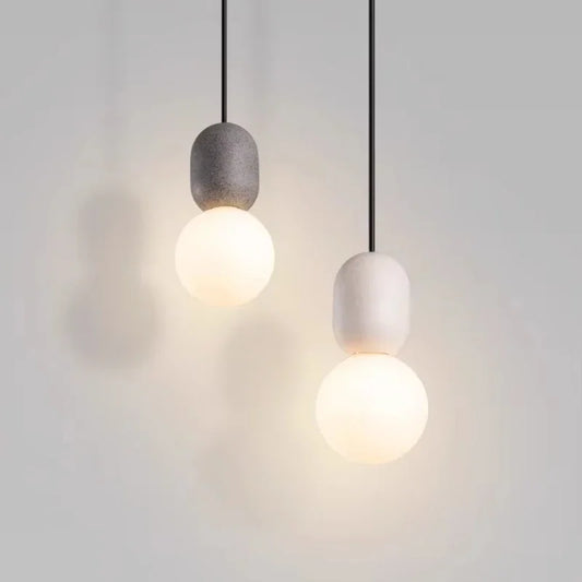 Pumous M-011 Stone Pendant Lamp – Wabi-Sabi Minimalist E27 LED Hanging Light for Bedroom & Restaurant