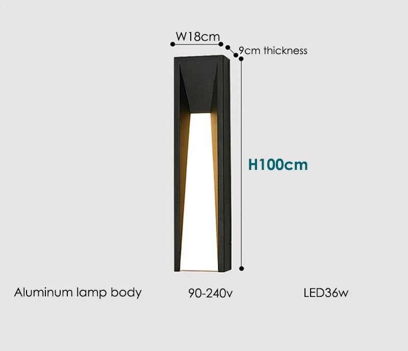 Pumous M-058 Outdoor Wall Lamp – IP65 Black Aluminum LED Fixture for Patio, Garden & Entryway