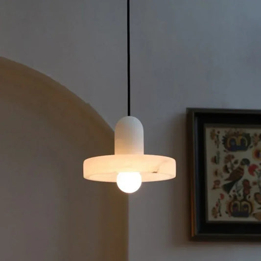 Pumous M-022 Spanish Marble Pendant Lamp – Nordic Luxury LED Hanging Light with Polished Copper Finish