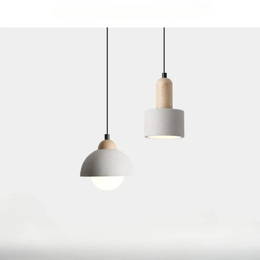 Pumous M-016 Gypsum Pendant Lamp – Wabi-Sabi Cream Style E27 LED Hanging Light for Bedroom & Dining