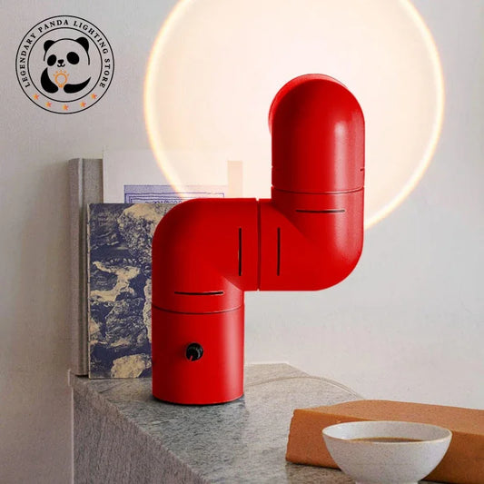 QIUCI FEO-52 Table Lamp – Red Modern LED Desk Light with Knob Switch for Study or Office